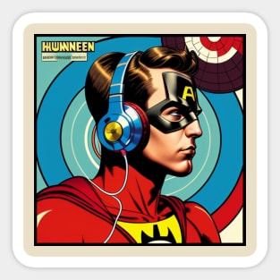 Unleash the Power: Superhero Soundscape Vinyl Record Artwork III Sticker